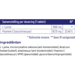Vitakruid L-Lysine 1000 Mg -TENA || Metagenics || Now Winkel 1023993 4