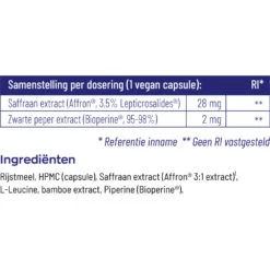 Vitakruid Saffraan 28 MG & Bioperine -TENA || Metagenics || Now Winkel 1036994 5