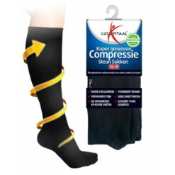 Lucovitaal Compressie Steun Sokken Zwart Maat 42-47 -TENA || Metagenics || Now Winkel 1039163 2
