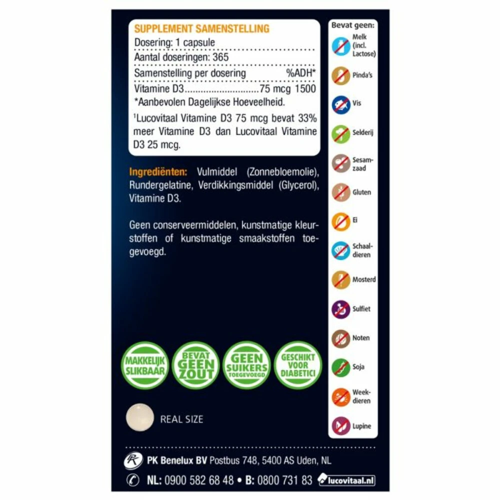 Lucovitaal Vitamine D3 D3 75mcg (3000IE) Forte 5 Lucovitaal Vitamine D3 D3 75mcg (3000IE) Forte - Afbeelding 3