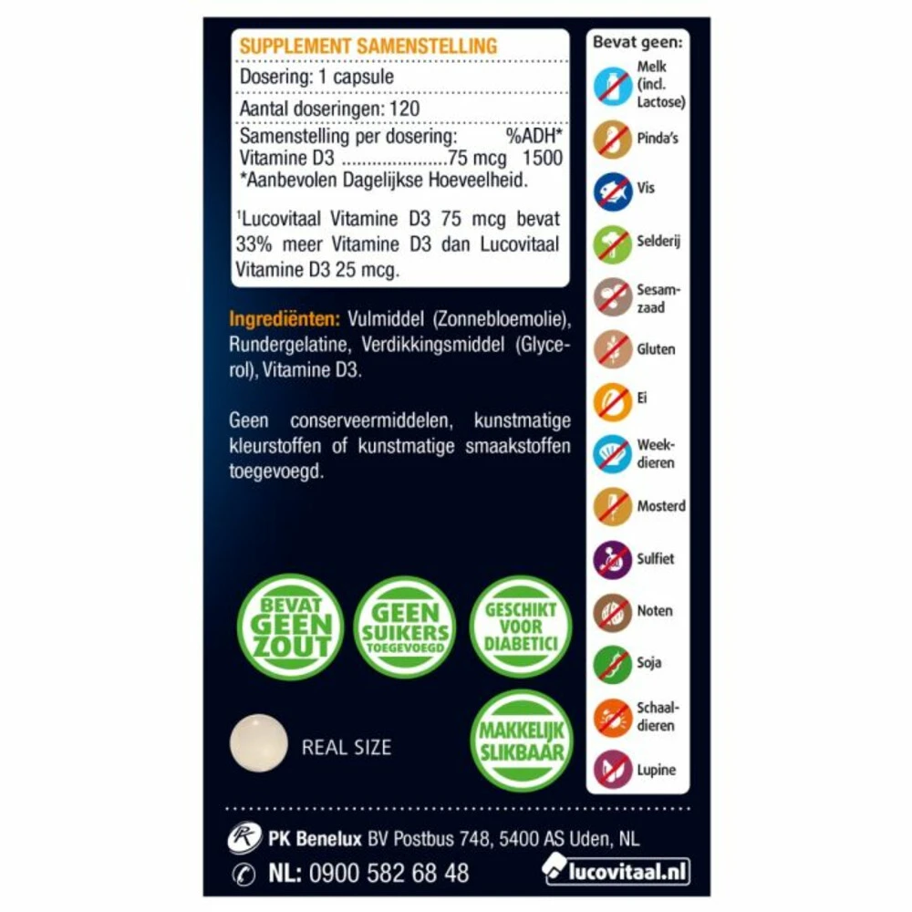 3x Lucovitaal Vitamine D3 D3 75mcg (3000IE) Forte 5 3x Lucovitaal Vitamine D3 D3 75mcg (3000IE) Forte - Afbeelding 3