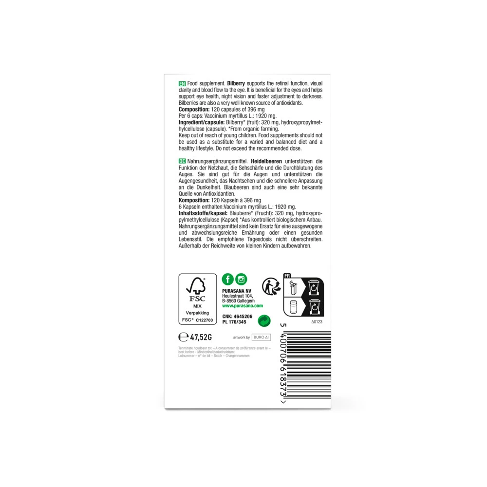 Purasana Blauwe Bosbes 320 Mg 5 Purasana Blauwe Bosbes 320 Mg - Afbeelding 3