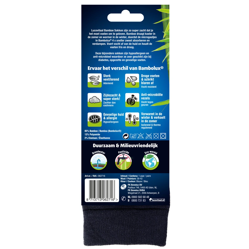 3x Lucovitaal Bamboe Sok Lang Blauw Maat 39-42 4 3x Lucovitaal Bamboe Sok Lang Blauw Maat 39-42 - Afbeelding 2